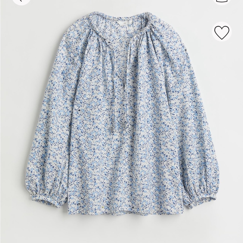 H&M cotton balloon-sleeved blouse NWT